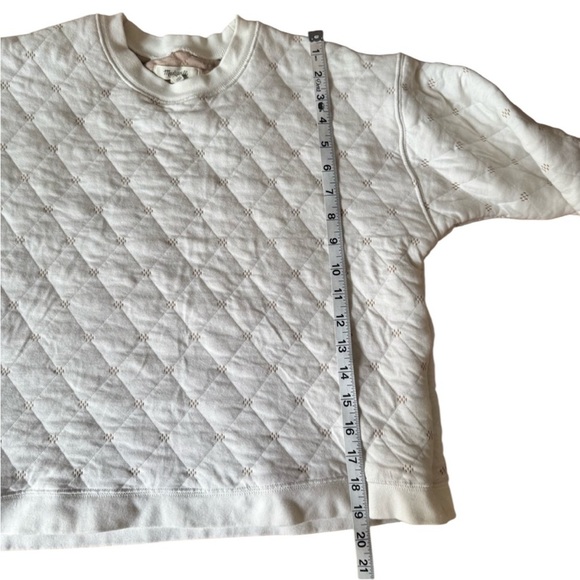 Madewell Small Quilted Swing Sweatshirt Antique Cream Patterned Cozy - Picture 7 of 9